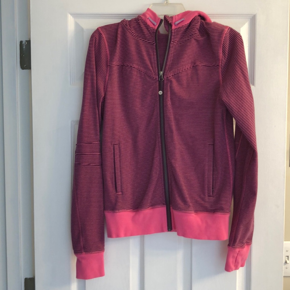 Lululemon Striped Zip-Up Hooded Sweatshirt